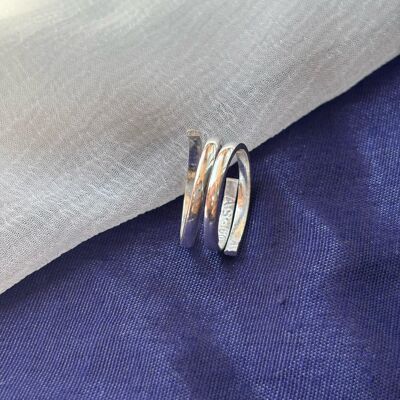 Adjustable Plain Pure Silver Slim Unisex Stacking Band Cuff Ring
