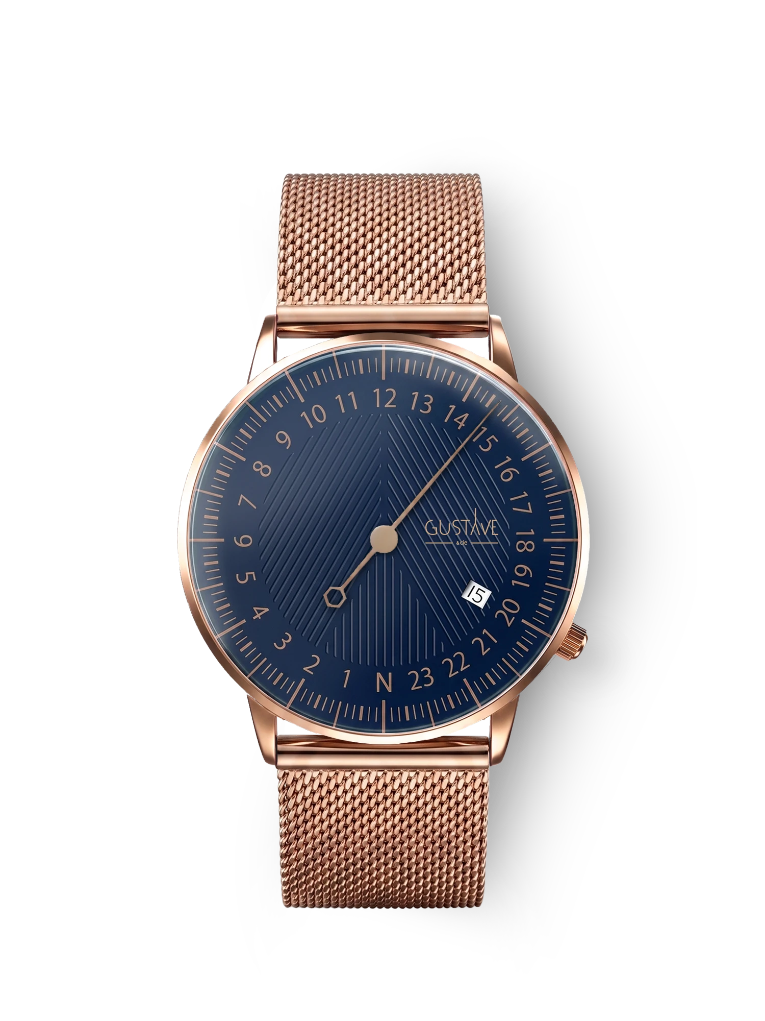 André 24H Uhr aus Roségold und Blau – 36 mm Roségold-Milanese-Armband