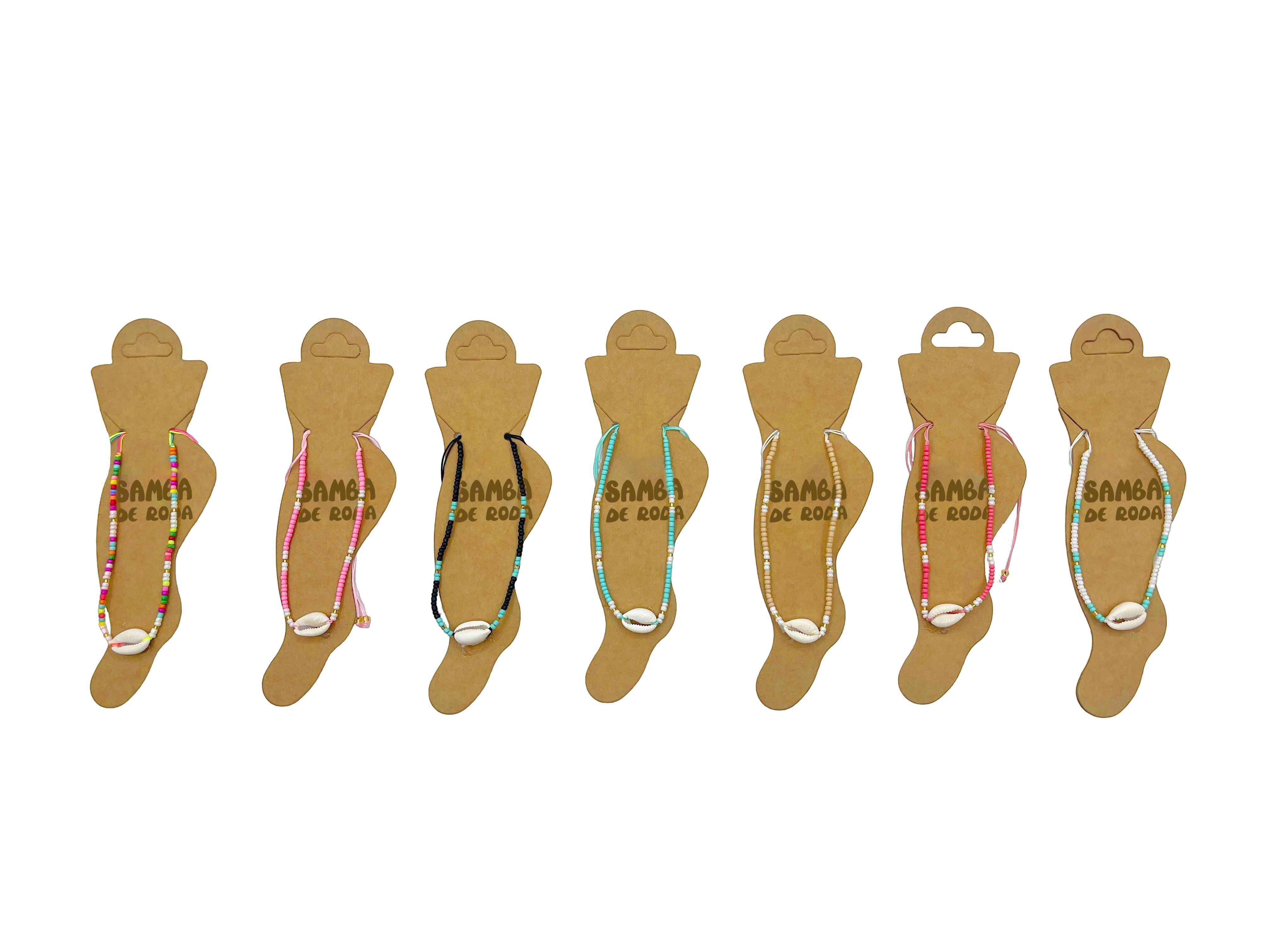 Lot de 35 chaînes de cheville Cauri et perles