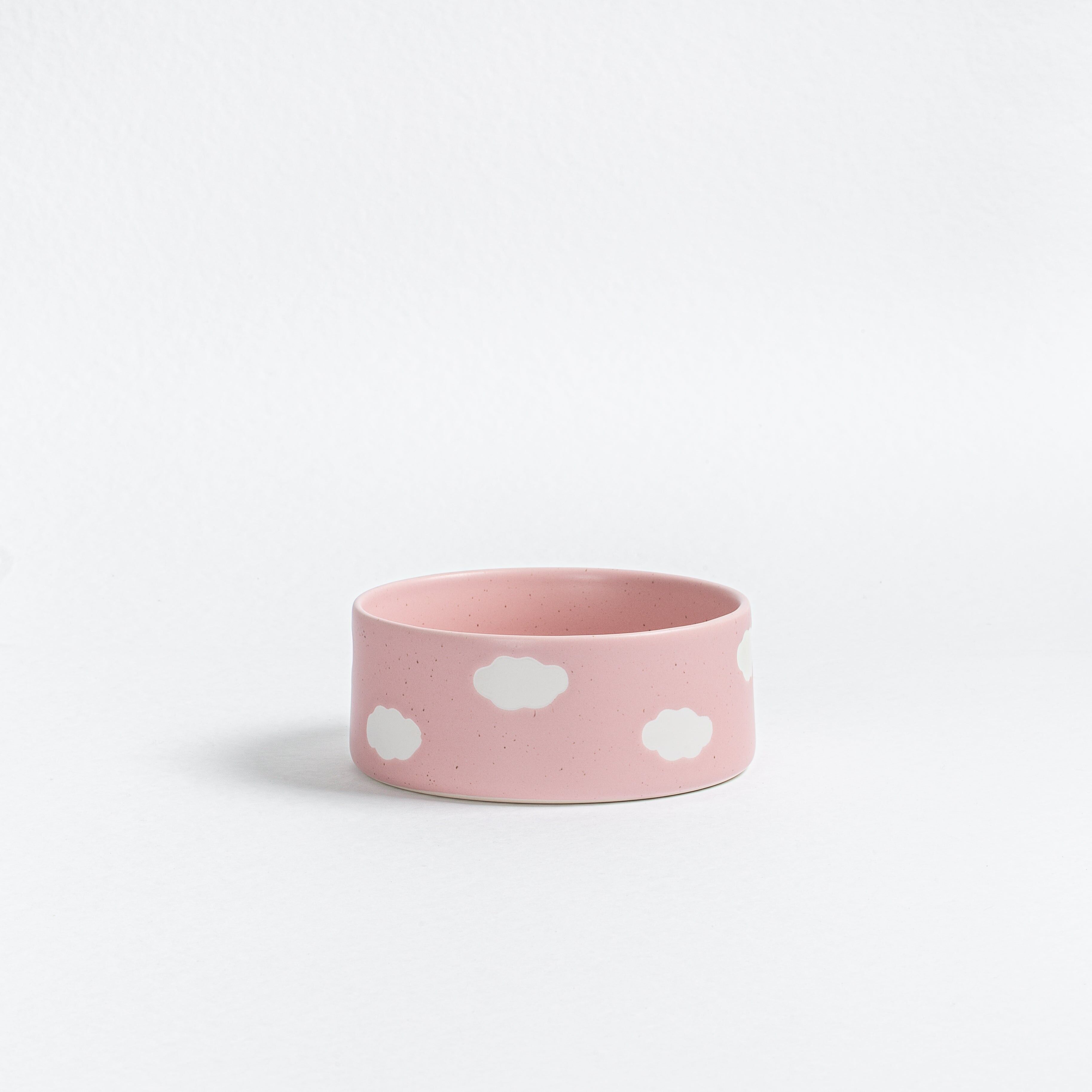 Pink Cloud Stoneware Pet Bowl 16,5cm 2 Pieces Set