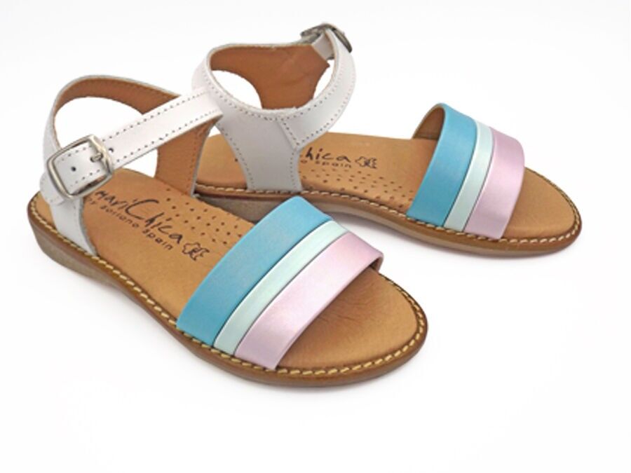 Tricolor Mother-of-Pearl Leather Sandal
