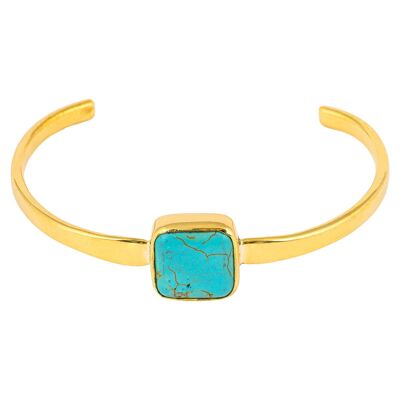 Bracelet jonc Amani en laiton recyclé et pierre turquoise