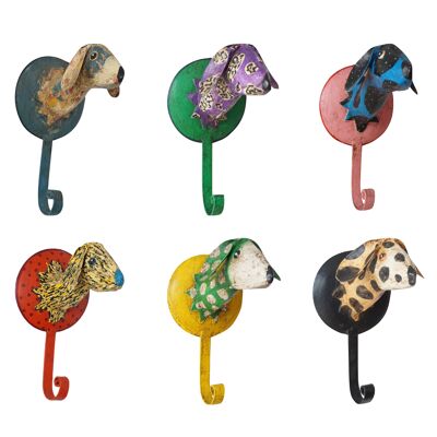 Juego de 6 ganchos metálicos con forma de cabeza de perro n.º 1