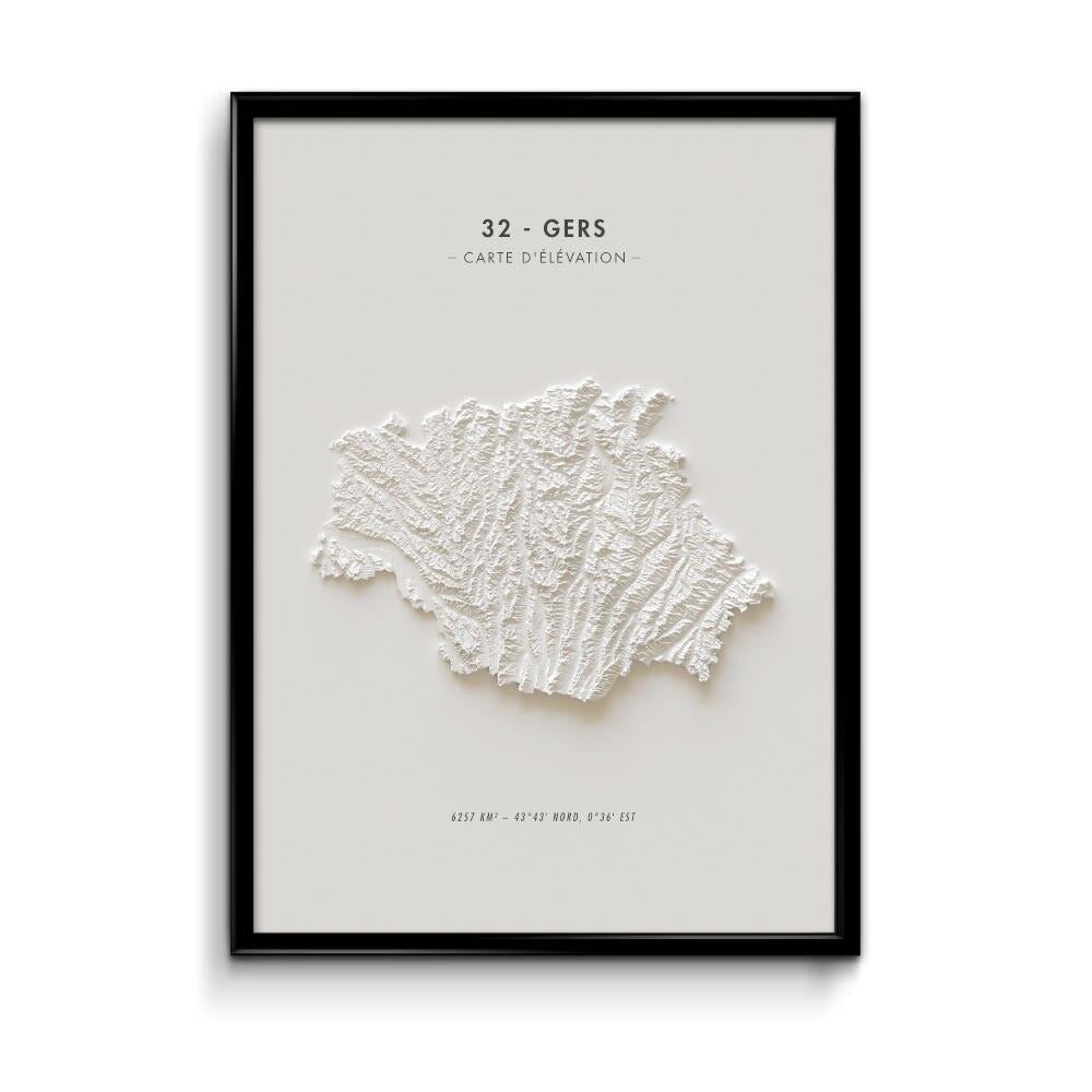 Mappa altimetrica del Gers