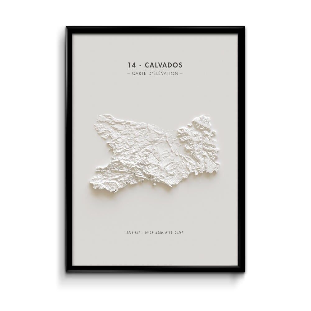 Mappa altimetrica del Calvados