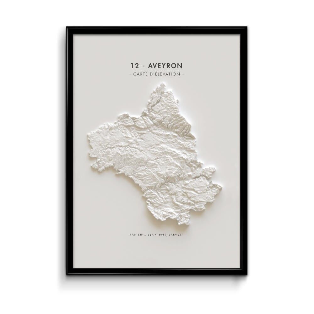 Mappa altimetrica dell'Aveyron