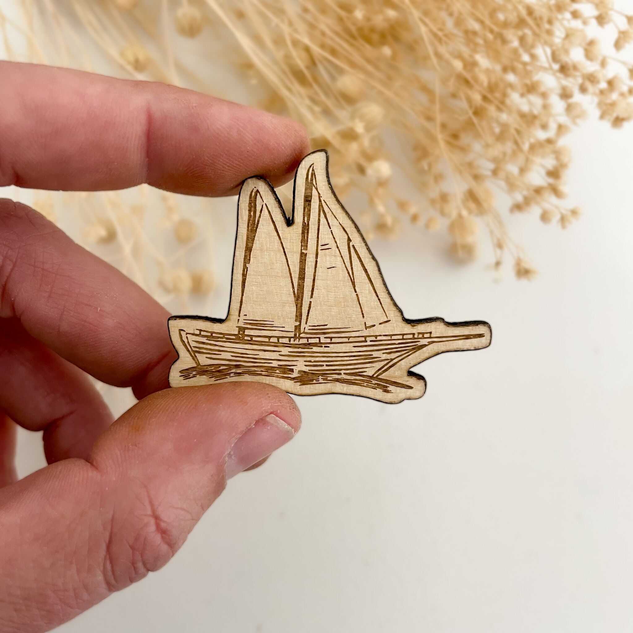 Magnet bateau voilier en bois