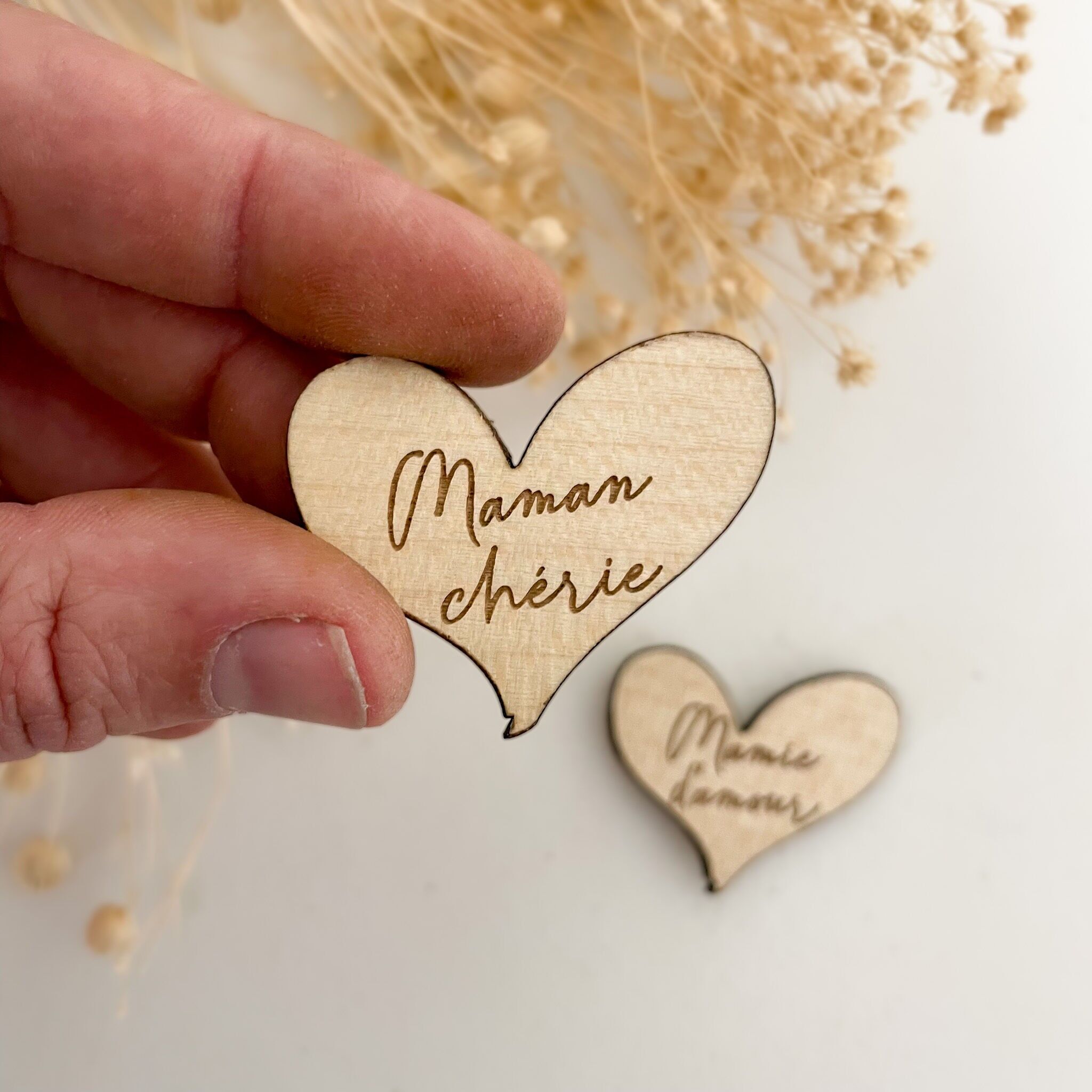 Imán de corazón de madera personalizable Día de San Valentín Día de la Madre