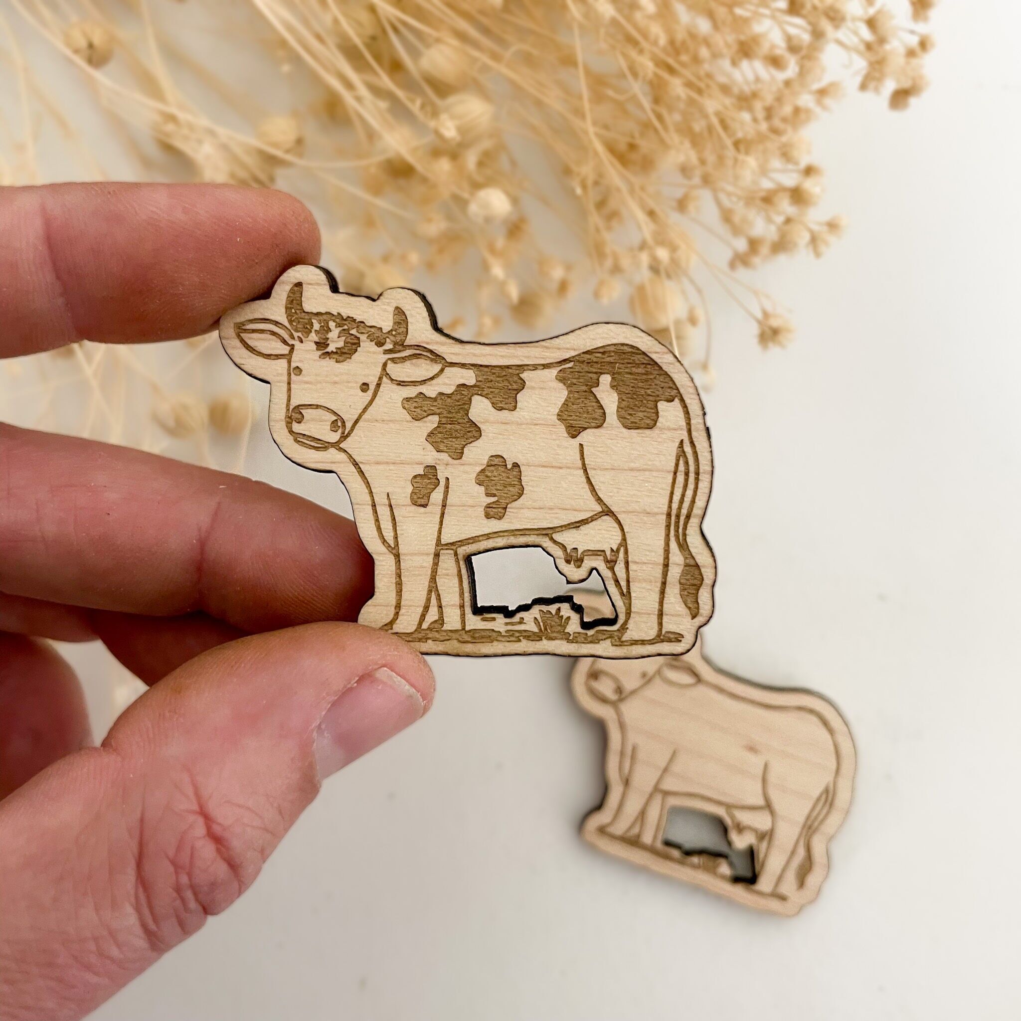 Imán de vaca de madera
