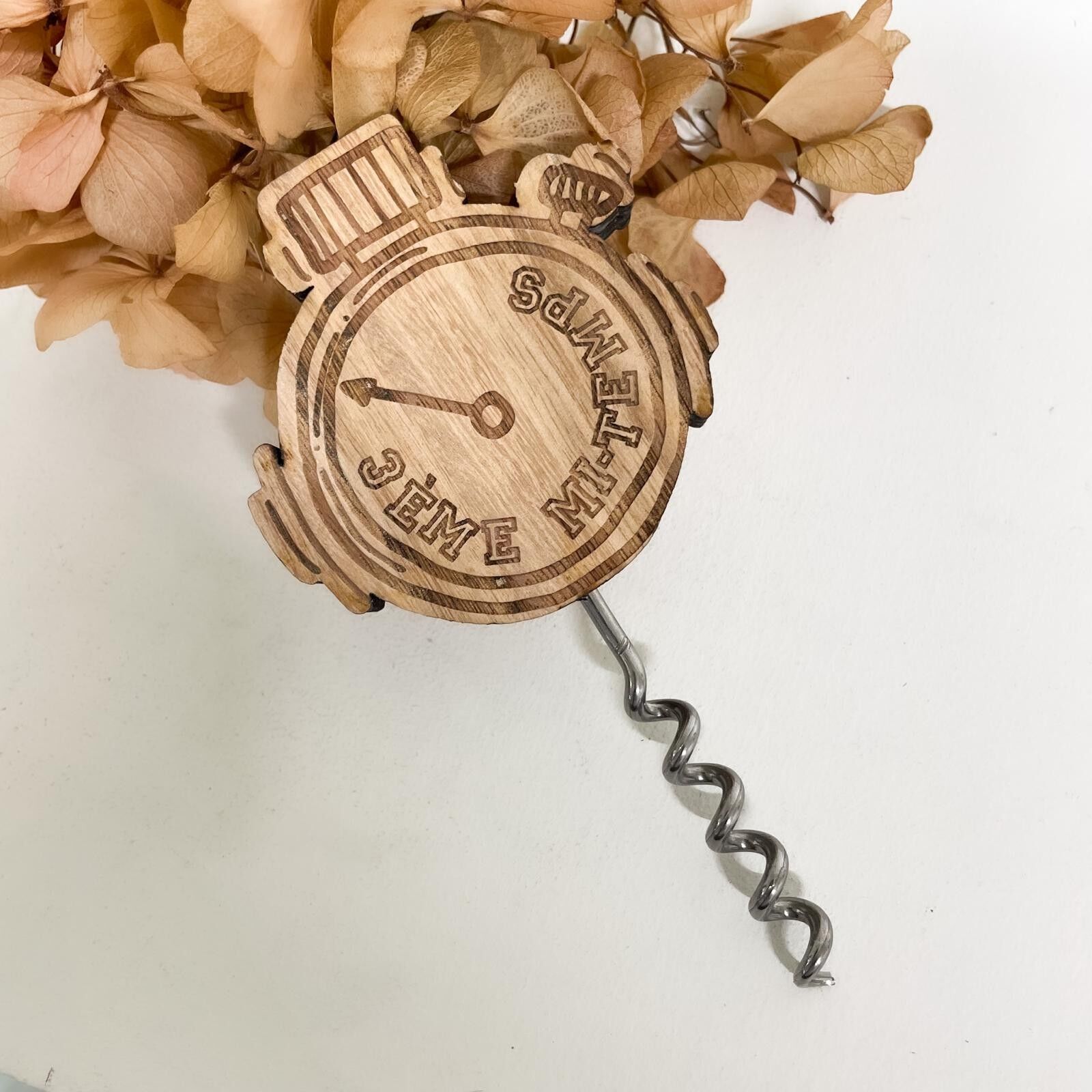 Sacacorchos cronógrafo de madera