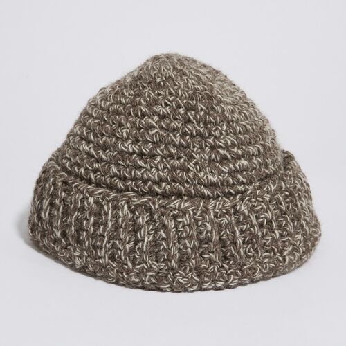 Raw wool beanie hat brown