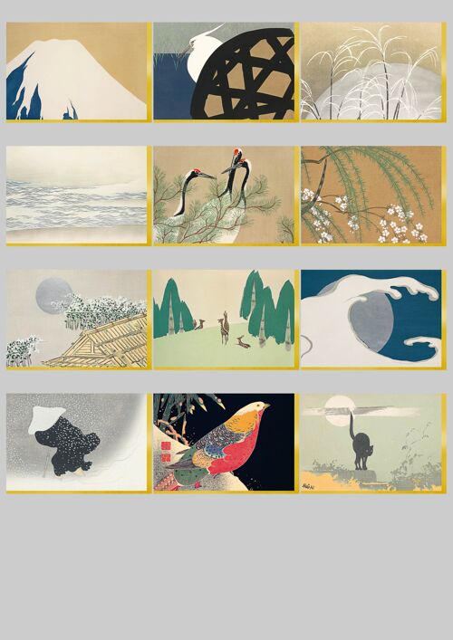 Cartes doubles « scènes japonaises »: 12 modèles x6 au visuel format paysage