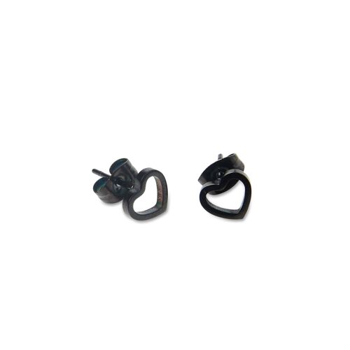 Open heart earrings black