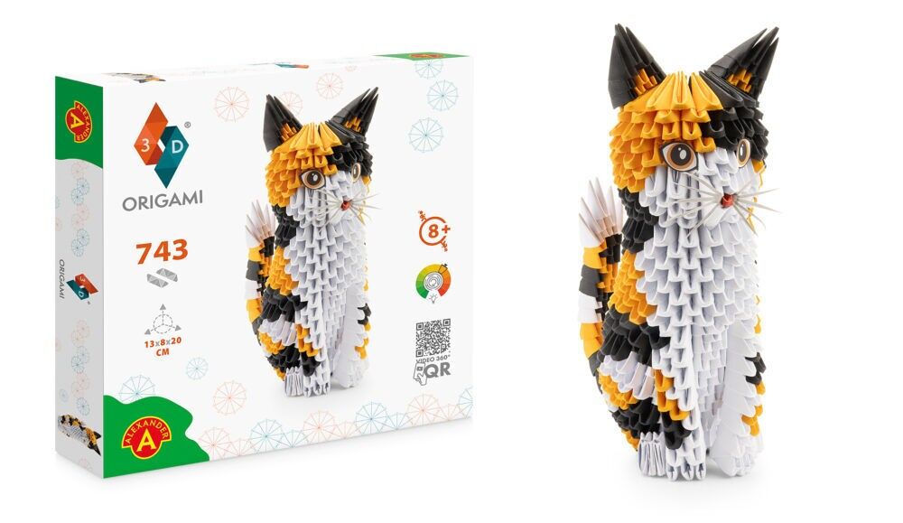 Modèle 3D de chat en origami - Papier