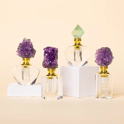 Bouteille d'huile essentielle en pierre précieuse de cristal