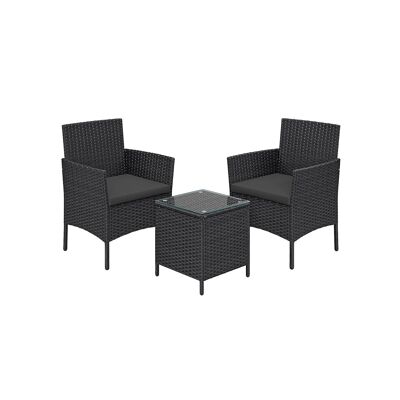 Tuinmeubelset van PE polyrotin noir