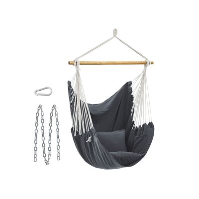 Chaise suspendue avec 2 coussins et chaîne en métal donkergrijs