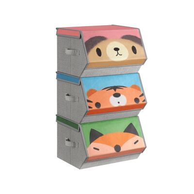 Opbergdozenset van 3 met beer-, Tiger- et vosmotieven