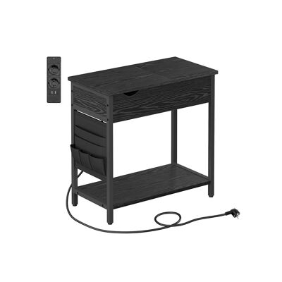 Bijzettafel con contatto di arresto e connessione USB è nero con coperchio