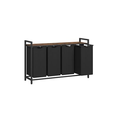 Wasmand 4 vakken met plank vintage bruin-zwart
