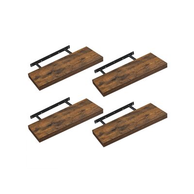 Wandplankenset van 4 20 x 60 x 3,8 cm vintage bruin