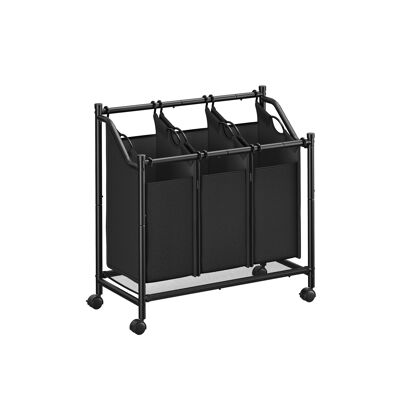 Wasmand met wielen 3 x 45 L inktzwart
