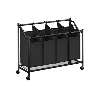 Wasmand met wielen 4 x 45 L inktzwart