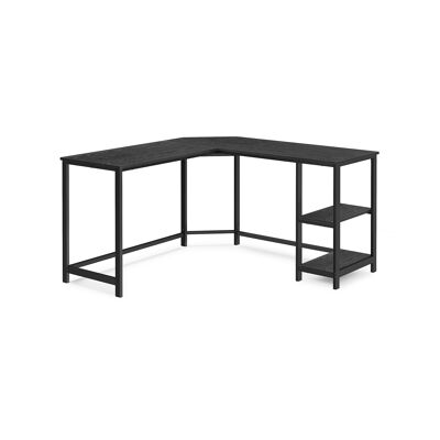 Bureau en L avec 2 planches, noir avec haut