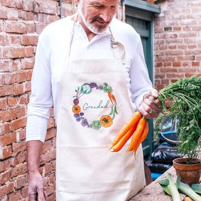 Delantal de algodón de jardín con guirnalda vegetal