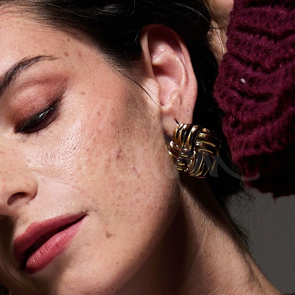 Ohrstecker - großes Quadrat mit geflochtenem Schachbretteffekt