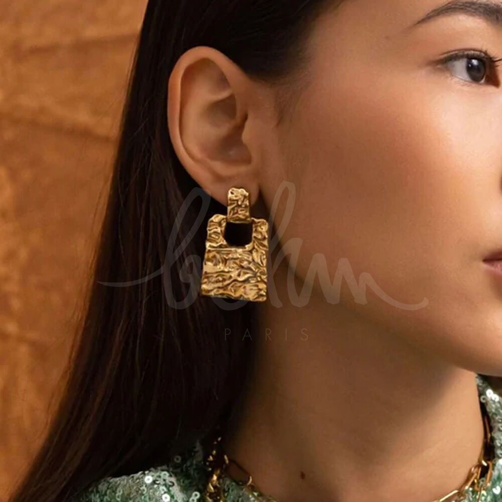 Shelly Drop Ohrringe - 2-teiliger gehämmerter Edelstahl