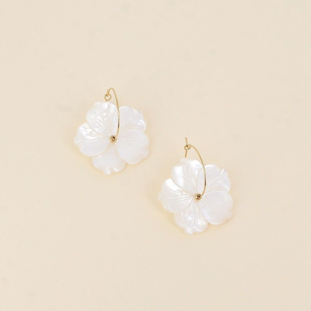 Kreolen - Perlenblume 3 cm