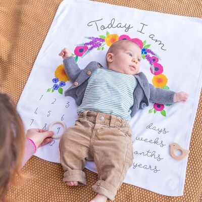 Milestone-Decke für Babys mit Blumenmuster