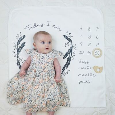 Feather Baby Milestone-Decke