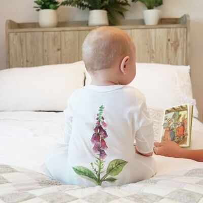 Foxglove Watercolour Baby Sleepsuit