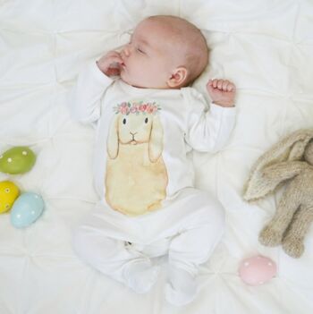 Pyjama bébé lapin couronne de fleurs 1