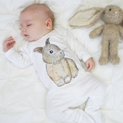 Baby Bunny Rabbit Pijama de bebé de acuarela