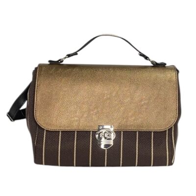 Miura Maxi - Sac à main et sac bandoulière pour femme en tissu rayé marron