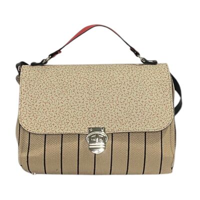Miura Maxi - Sac à main et sac à bandoulière pour femme en tissu rayé sable