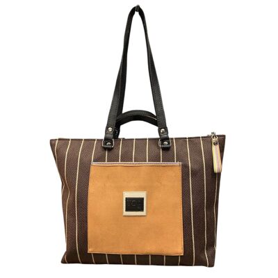 Shopper - Borsa donna a spalla, mano e tracolla rafia marrone