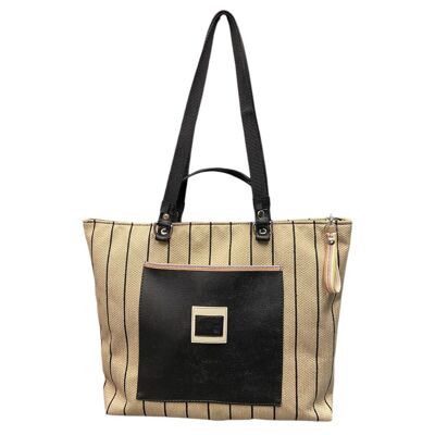 Shopper - Women's shoulder and hand bag in beige raffia