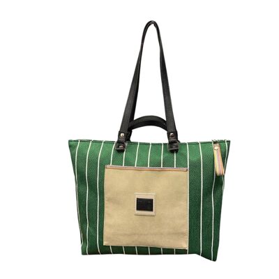 Shopper - Bolso de mano y bandolera para mujer de tela verde