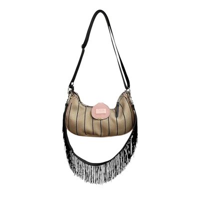 Vivienne - Borsa donna a tracolla rafia beige