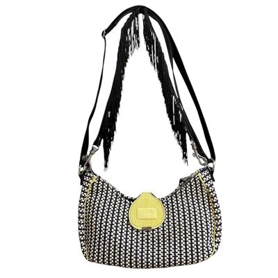 Vivienne - Borsa donna a tracolla tessuto chicco blu