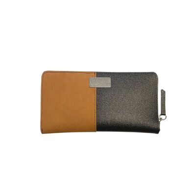 Portafoglio Maxi - Rigido Bicolore in PVC satinato e Alcantara mattone