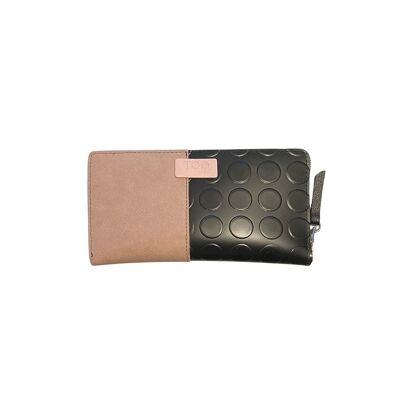 Portefeuille Maxi - Rigide bicolore en PVC boulonné et Alcantara rose