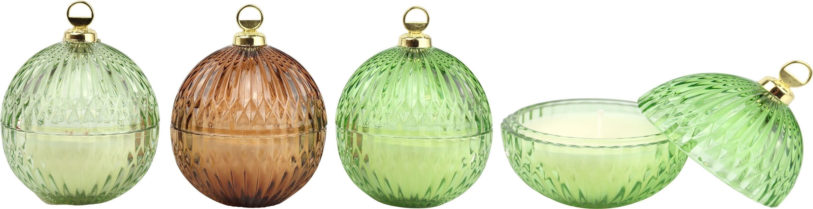 KERZENDOSEN WEIHNACHTSKUGEL  3 TEILIGES SET (HOFF6631)