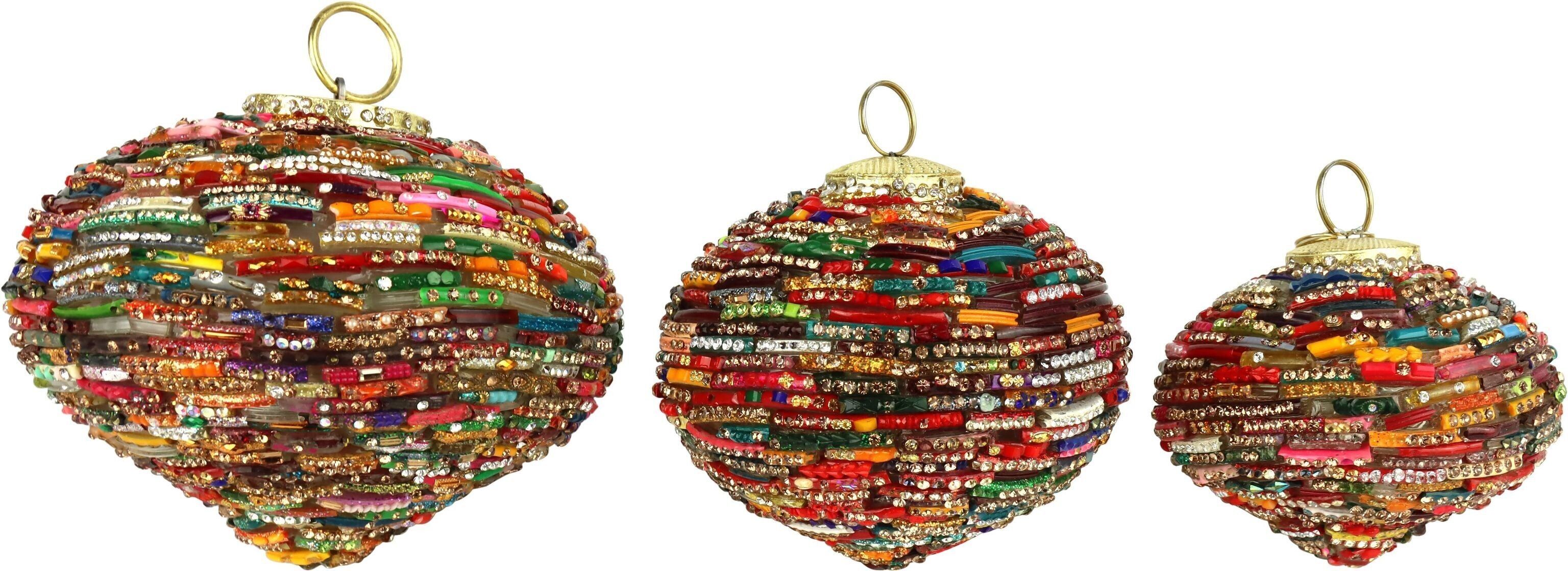 GLASORNAMENTE RUBY  3 TEILIGES SET (HOFF9168)