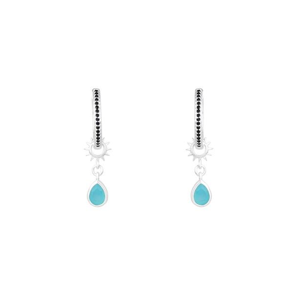 Abnehmbare Creolen aus Pudota-Silber, wasserblau