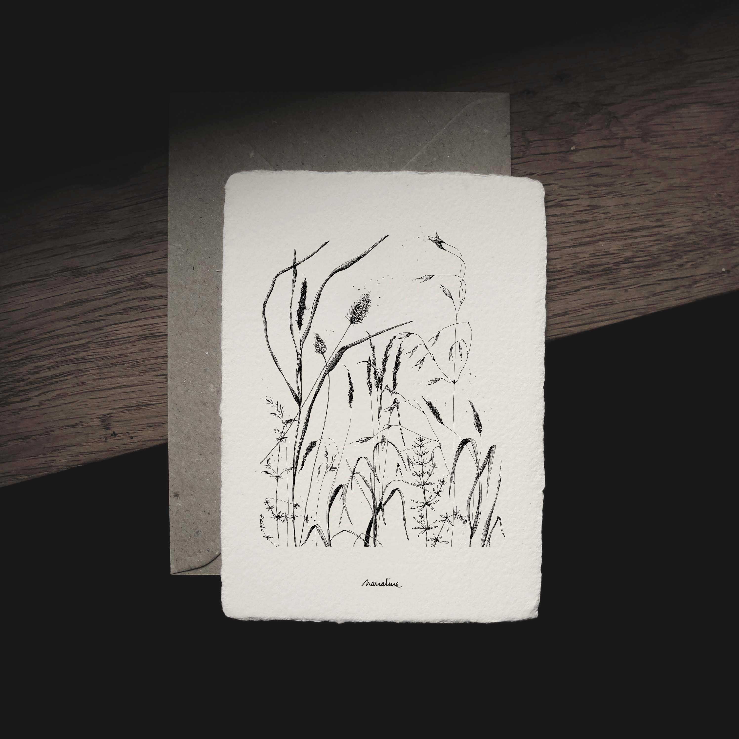 Vagabondes 7 - carte 10x15 papier fait main et enveloppe recyclée